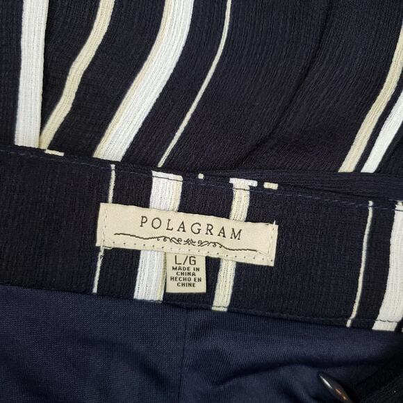 Polagram Navy Blue & White Stripe Split Maxi Skirt Women's Size Large - Picture 9 of 10